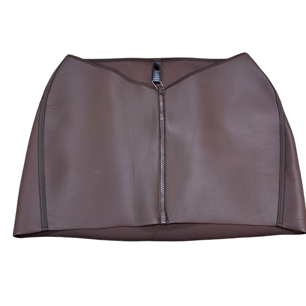 SKIMS Rubberized Scuba Swim Mini Skirt Women 3X Cocoa Brown Edgy Sleek Aesthetic